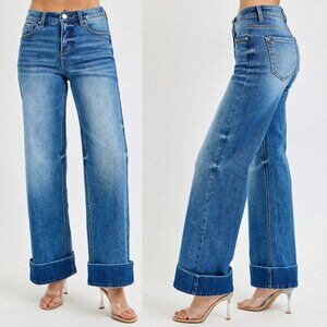 Risen Tummy Control High Rise Ankle Cuffed Jeans